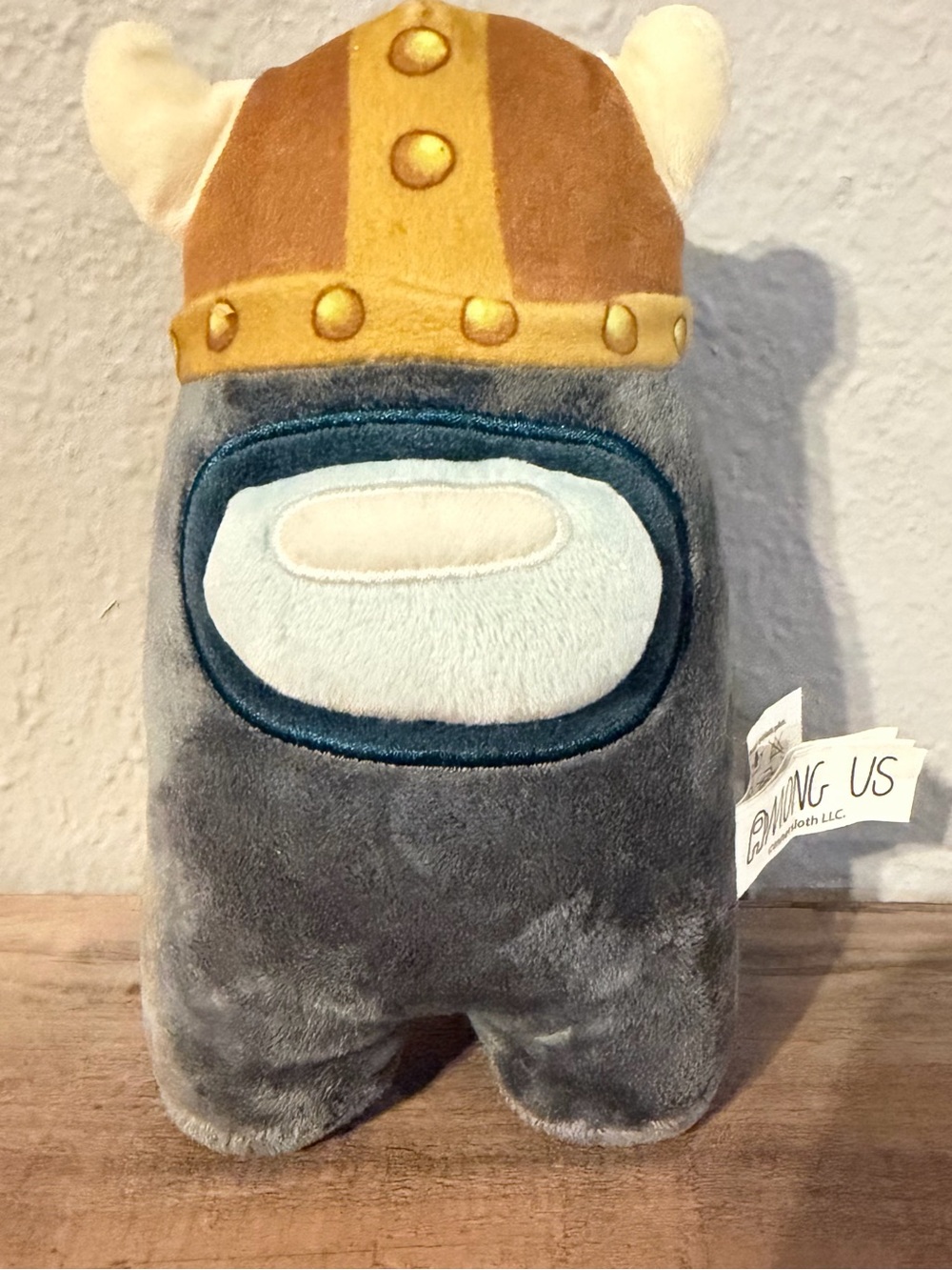 Among Us Grey Crewmate Plush with Viking Hat